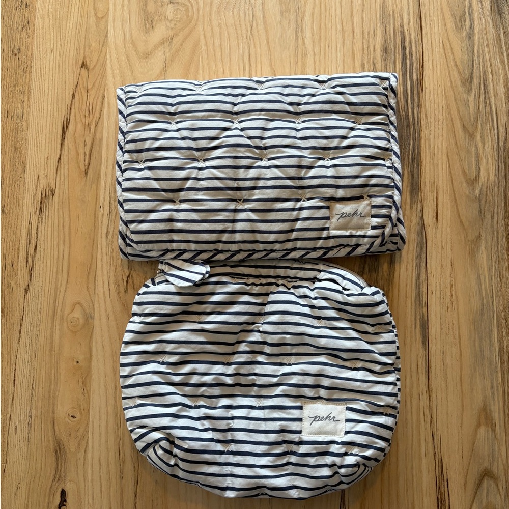 Striped Quilted Changing Pad & Pouch Set